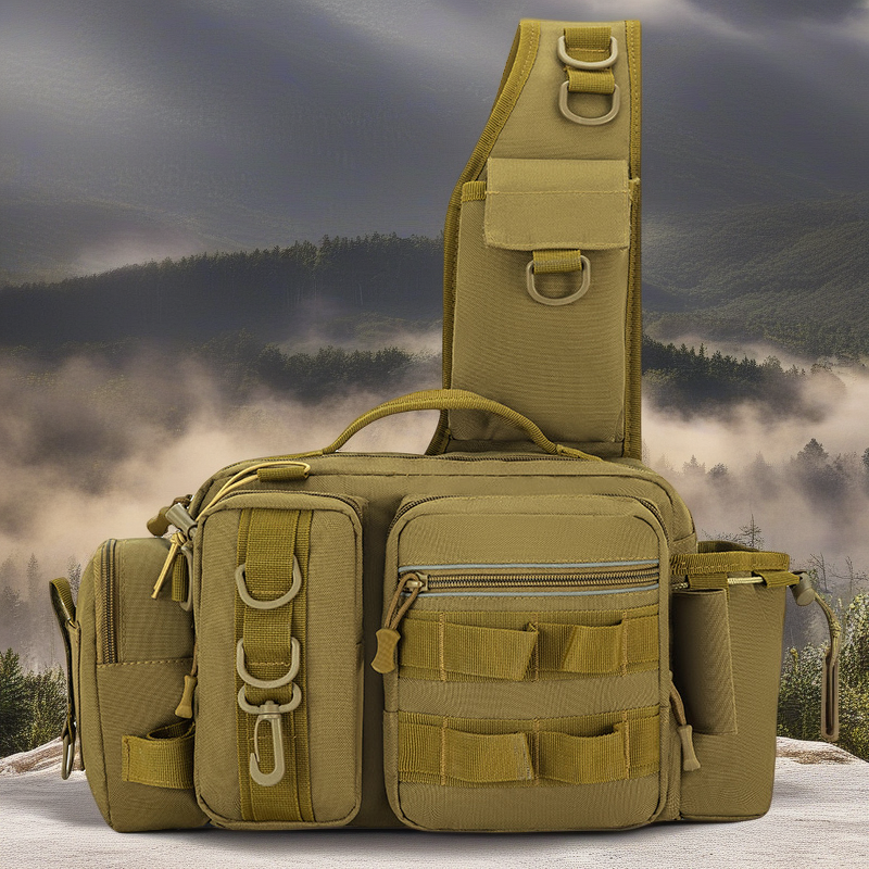 Tactical Luya Multifunctional Outdoor Shoulder Bag - Large Waist & Crossbody Fishing Insert Pole Storage