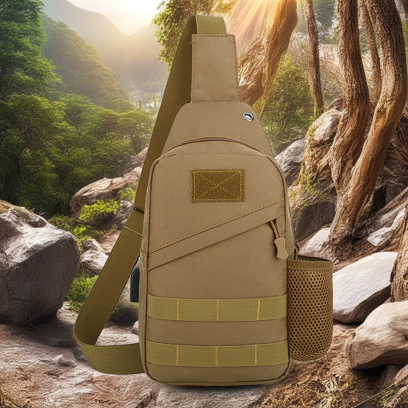 ApuLong Tactical Camouflage Chest Bag - Multi-Purpose Outdoor Sports Nylon Shoulder Diagonal Bag with USB Port